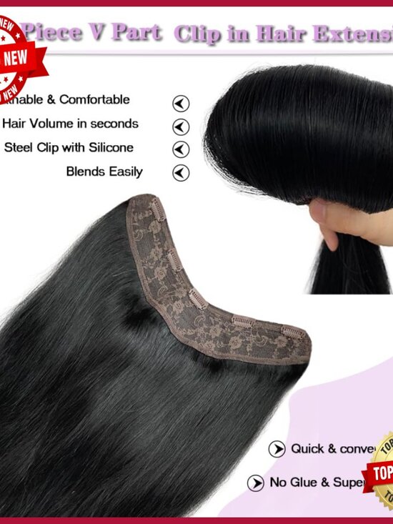 20 Inch Clip-In Human Hair Extension, 5 Secure Clips, Silky Straight main image 5
